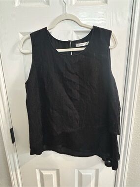 Symphony + note black sleeveless blouse size large layered look tank